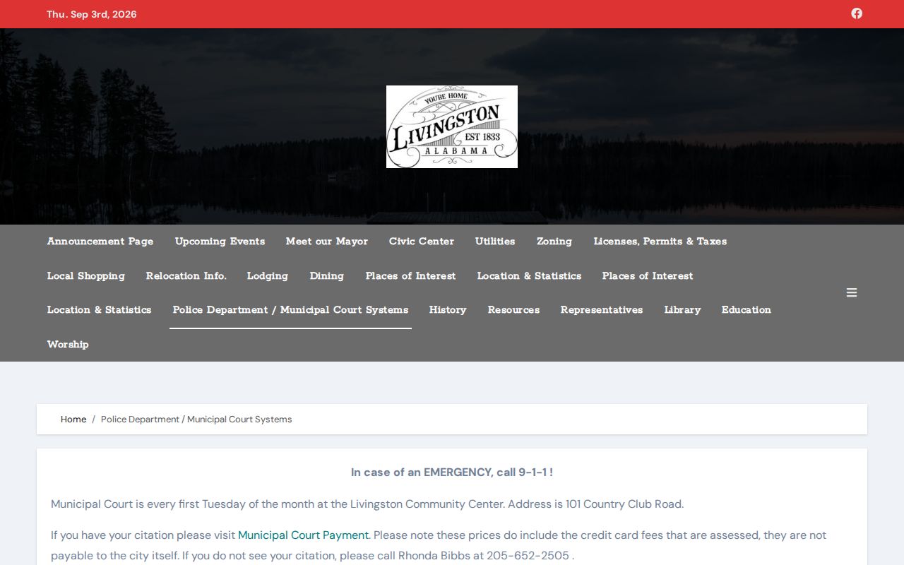 Official Livingston public safety and municipal court page